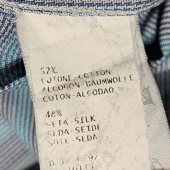 Ermenegildo Zegna‎ XXL Stripe Blue & Gray Cotton/Silk Mens Button-Up Shirt - Picture 4 of 8